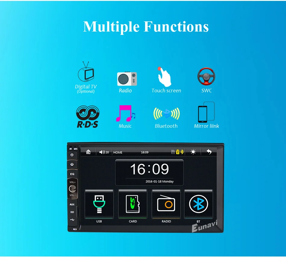 Perfect Eunavi 2 DIN Car radio / GPS / MP3 / mp5 / usb / sd / player Bluetooth Handsfree Rearview after Touch screen hd system Radio BT 2 Perfect Eunavi 2 DIN Car radio / GPS / MP3 / mp5 / usb / sd / player Bluetooth Handsfree Rearview after Touch screen hd system Radio BT 2