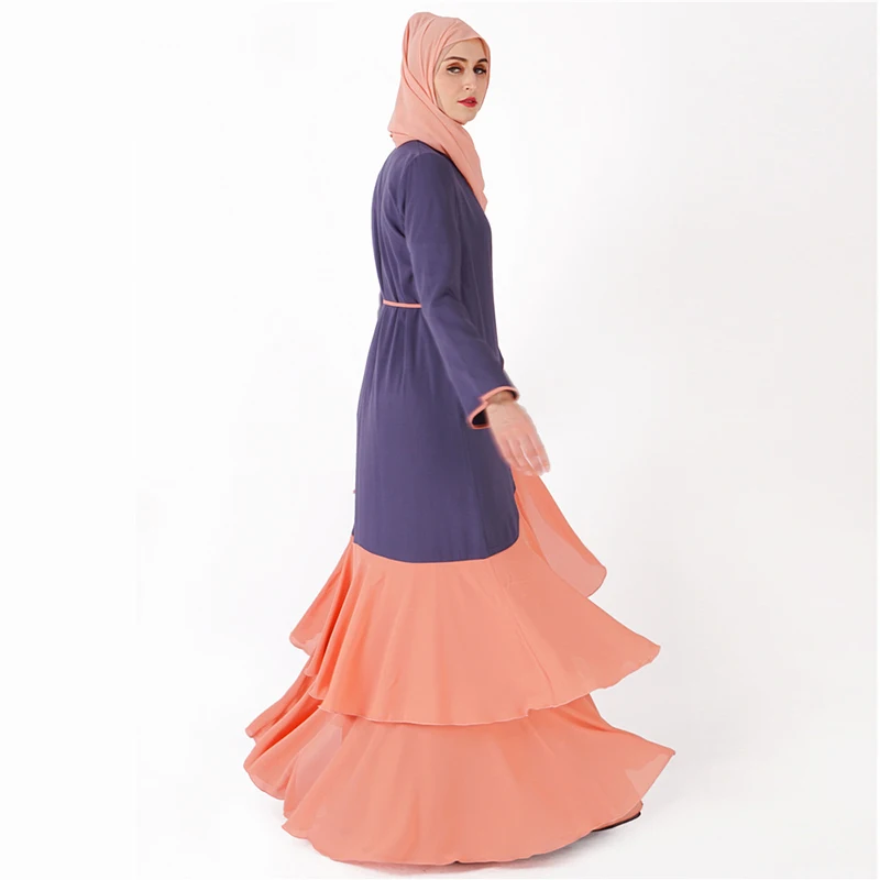 Высокая Класс турецкий мусульманский Для женщин плиссированное платье Ближний Восток Дубай шнуровкой открытым абайя, Кафтан Исламская