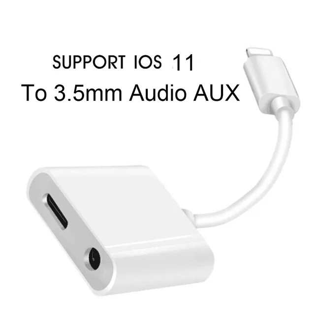 2in1 Lighting Adapter Splitter To 3 5 Mm Headphone Earphone Jack Car 2in1 Lighting Adapter Splitter To 3 5 Mm Headphone Earphone Jack Car Aux Audio And Charge For