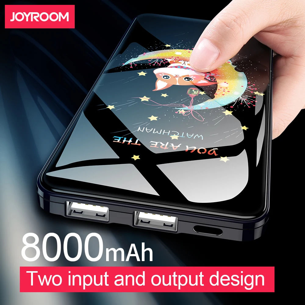 Joyroom 8000mAh power bank Tempered glass art painting cute Portable Polymer battery bateria externa For Mobile Phone Tablet | Мобильные