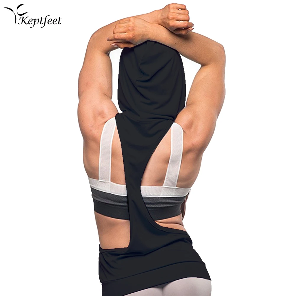 

Hooded Loose Quick Dry Tops Running Vest Gym Sports Fitness Workout Sleeveless Shirts Tank Tops For Women Clothes Singlets