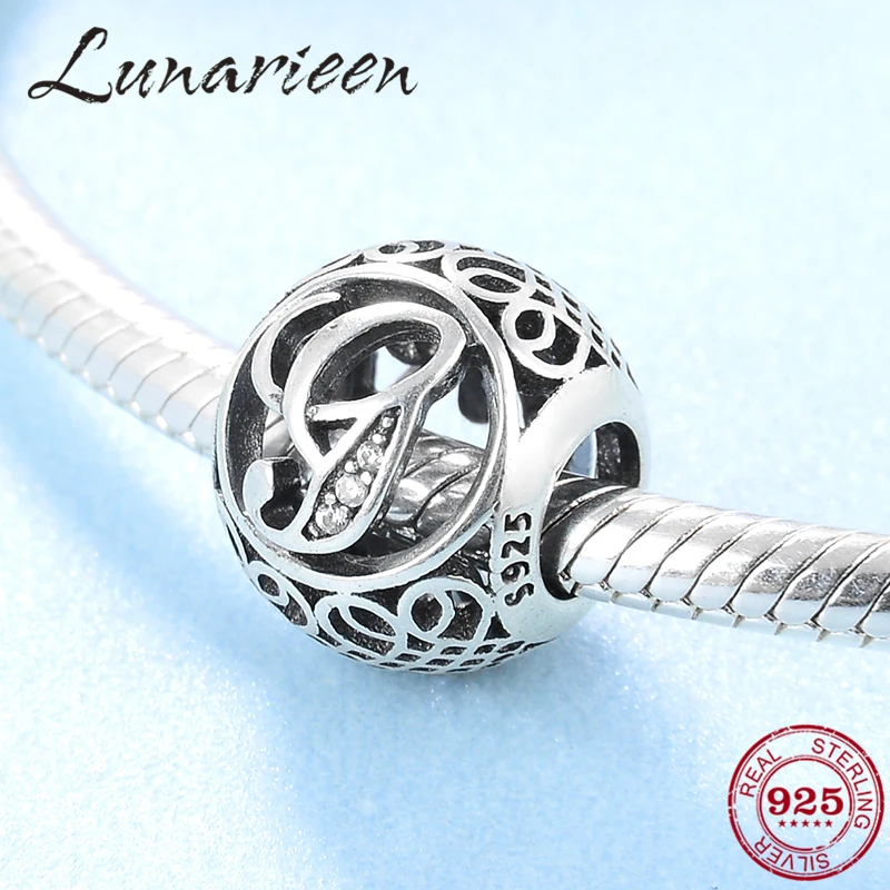 

New 925 Sterling Silver Fashion DIY transparent zircon letter G beads Fit Original Pandora Charms Bracelets making