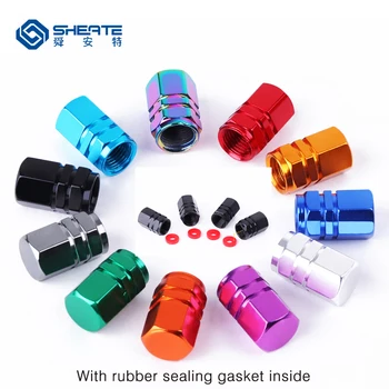 

SHEATE 4PCS 11 colorful Car Tire Wheel Valve Cap Gas leak proof rubber sealing gasket Tyre caps for Moto Bike Vehicle wheels