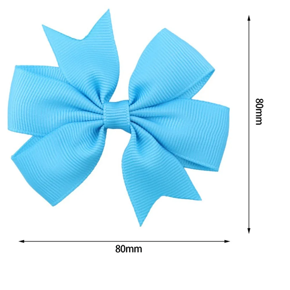 10 шт. детей ребристые бантом лента для девочек заколки Красочные заколки дети лук головные уборы с бантом V-образный