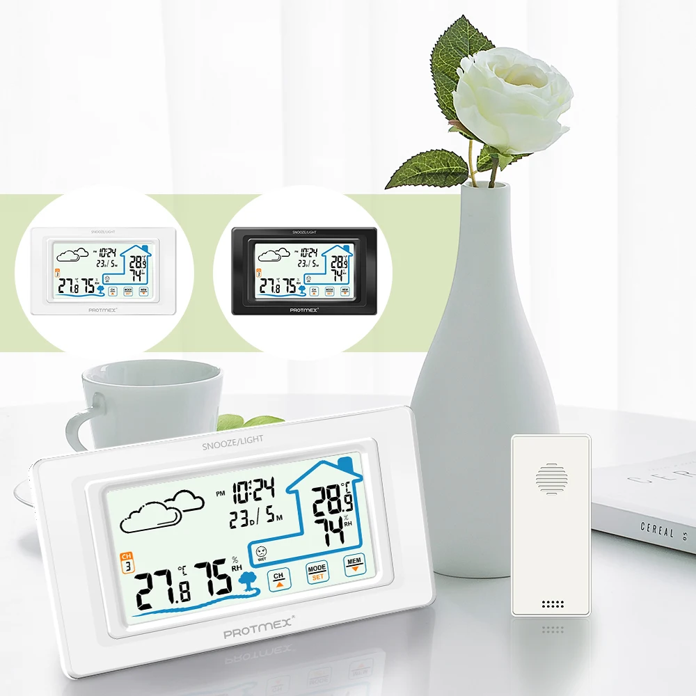 

Digital Wireless Weather Station Hygrometer Touch Backlight Screen Weather Station Outdoor Wireless Temperature Humidity Sensor