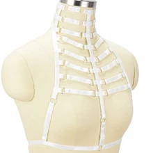 Тела портупея бюстгальтер без косточек белый грудной Бандаж Бюстгальтер ленточная подвязка ремень Готический секс топы плюс Размеры для Для женщин Клубные вечерние Одежда для танцев