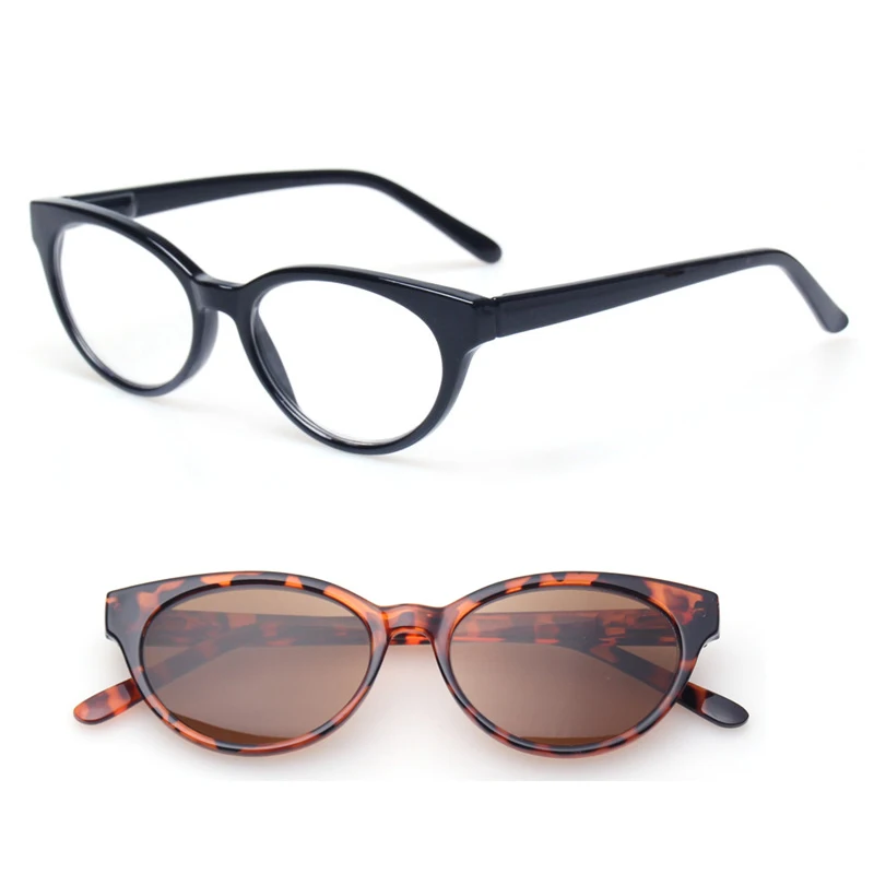 

Reading Glasses Men and Women Retro Vintage Style Cat Eye Eyewears Spring Hinge Oval Frame Eyeglasses Includes Sunreader glasses