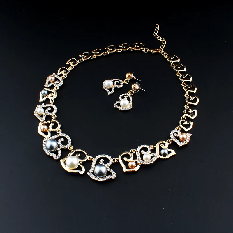 Комплект из колье и серёг с искусственным жемчугом|Ювелирные наборы для невесты|