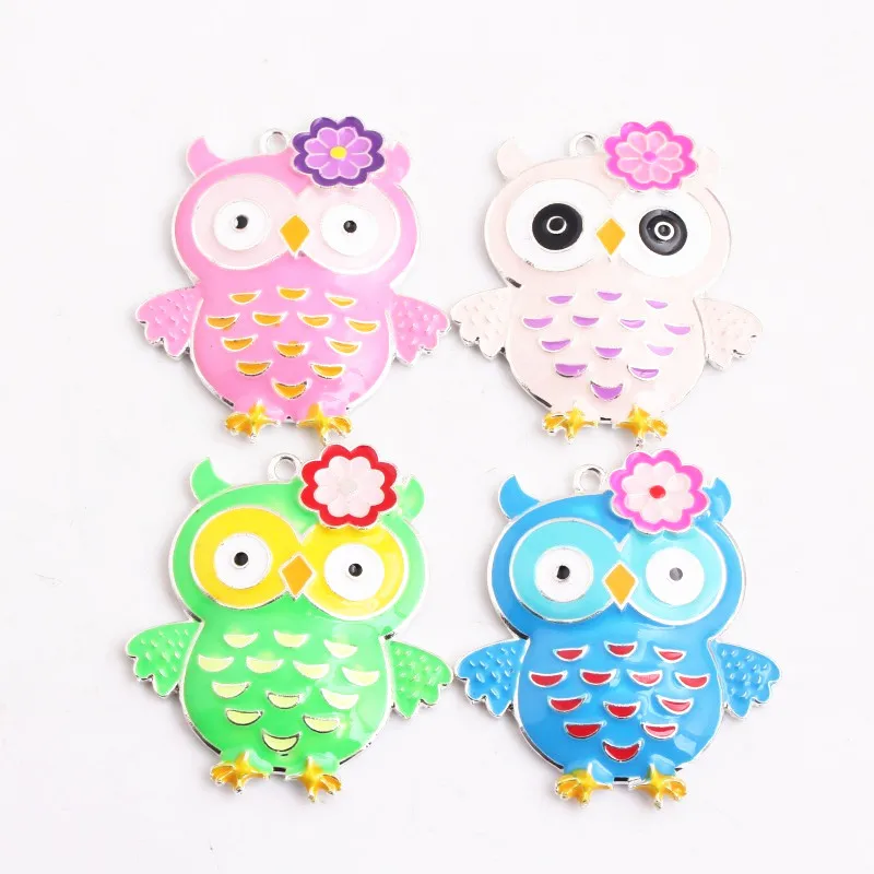 

Kwoi Vita Fashion Jewelry 48*42mm 10pcs/lot owl Enamel pendants for kid's chunky necklaces making!
