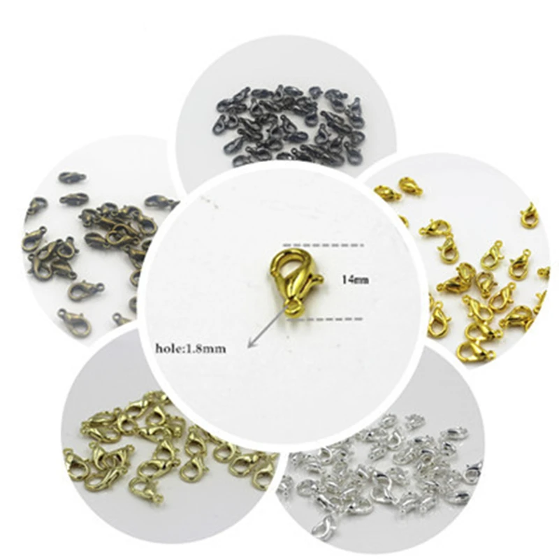 

30 pcs 14 mm lobster clasps Jewelry Findings Jewelry accessories for jewelry making silver /gold /bronze RX1012