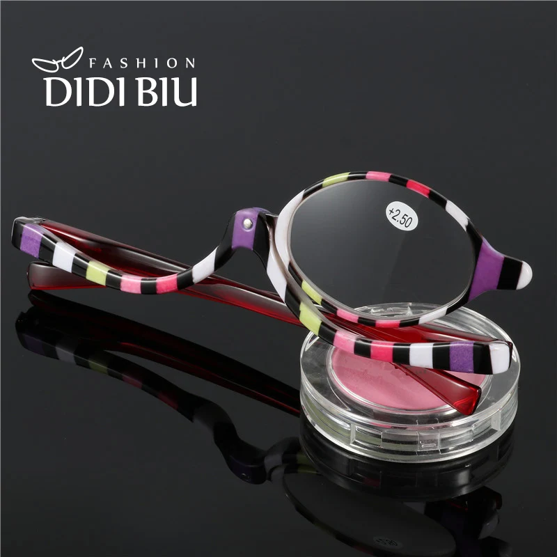

Rotating Magnifying Glasses Women Makeup Cosmetic Reading Glasses Folding Adjust Flip Down Lens diopters +1.0 To 4.0 Vision H858