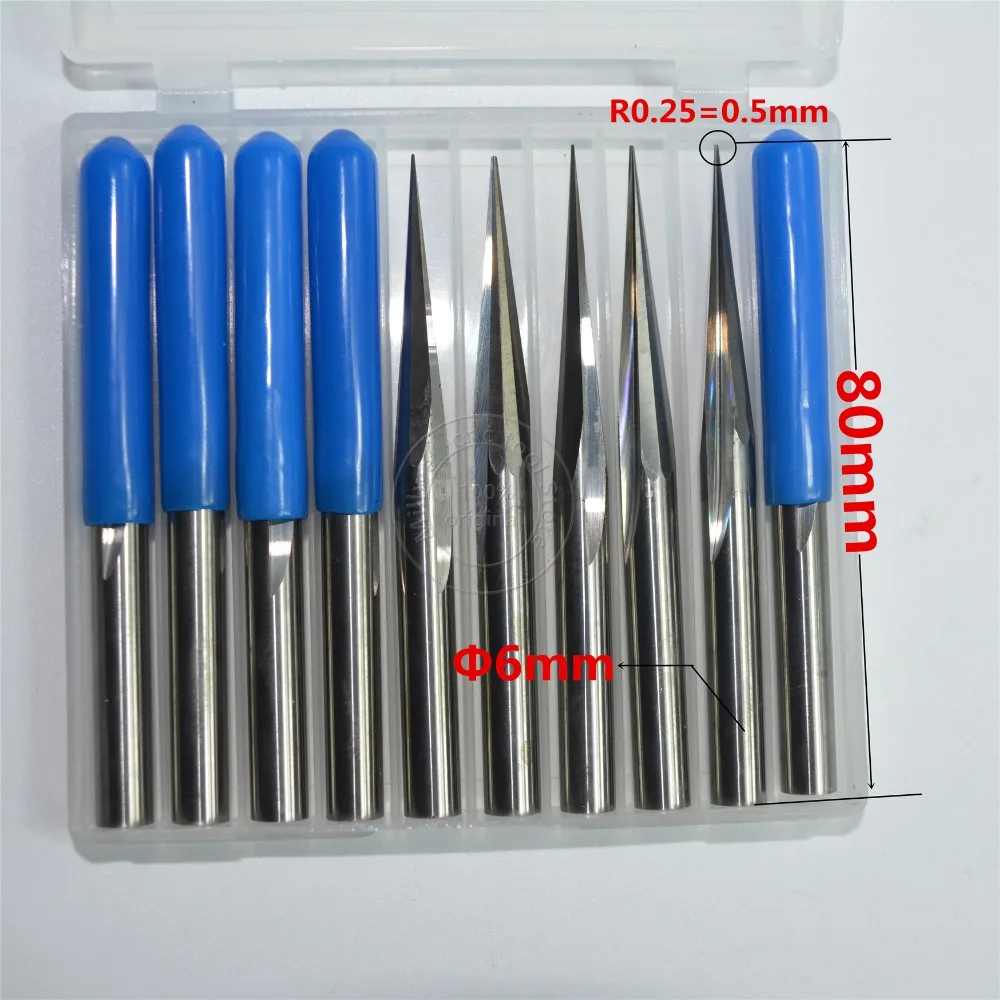 

6mm*R0.25*80L,CNC carbide wood End Mill,woodworking insert router bit,Taper ball nose end milling cutter,deep relief,pvc