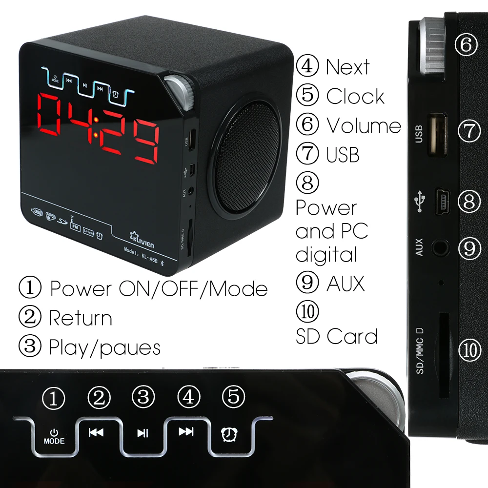 Dbigness lcd деревянный HIFI Портативный беспроводной Bluetooth динамик стерео USB TF FM сабвуфер Колонка будильник пульт дистанционного управления Altavoz