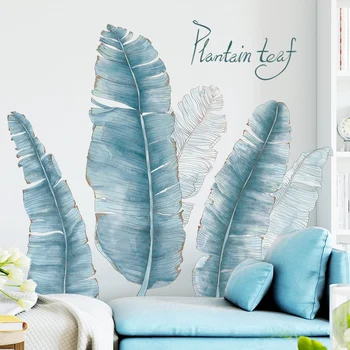 

Nordic Style Blue Plantain Leaf for Wall Stickers Bedroom Living room Kids room Removable Wall Decals Art Murals Home Decoration