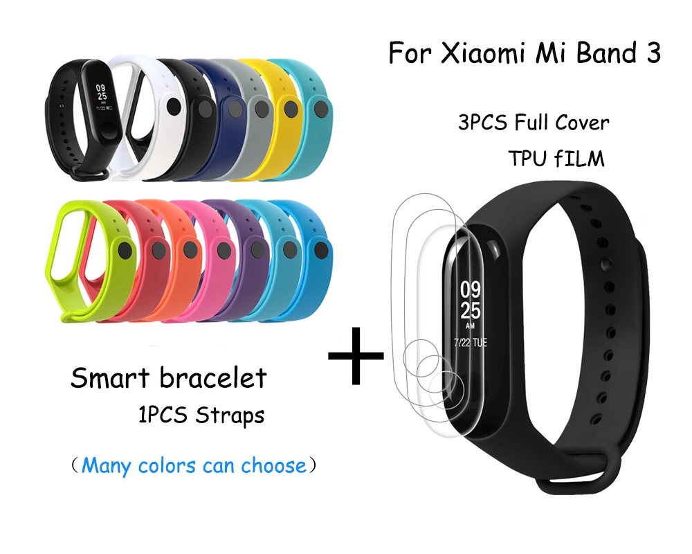 Силиконовый ремешок для Xiaomi Mi Band 3|Защита экрана| |