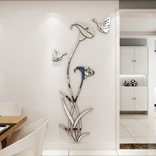 Nuovo arrivo Lily butterfly acrilico fai da te wall sticker camera da letto mattina gloria wall sticker TV sfondo decorazione della parete
