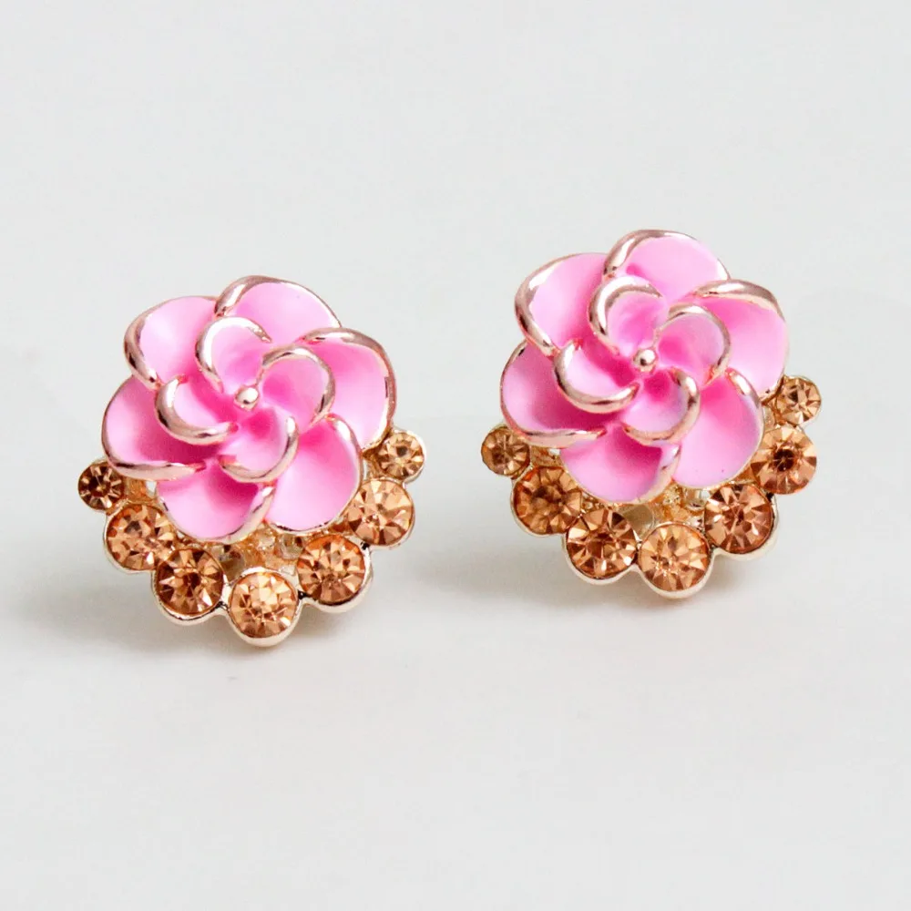 2017 valentine's day gift rose shape fashion jewelry stud earrings