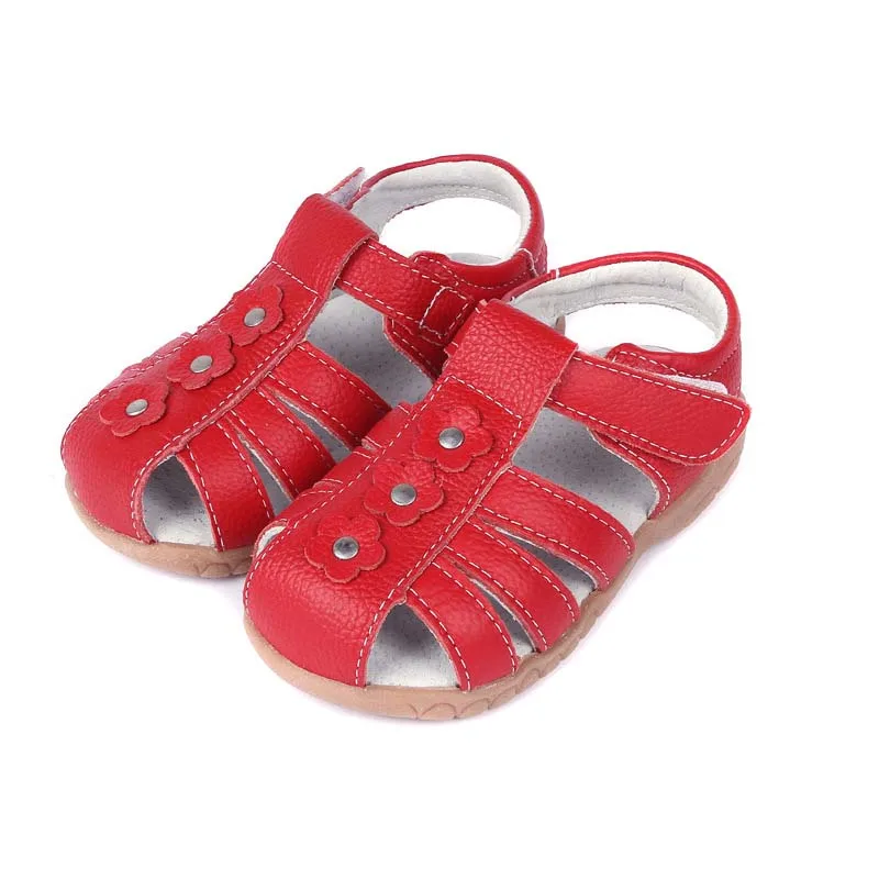 Girls Sandals Summer Genuine Leather Children Shoes Flower Girls Princess Shoes Slip-resistant Kids Sandals