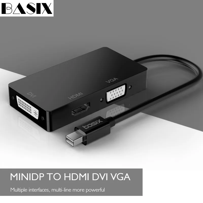 Basix Mini DP Male To HDMI DVI VGA Female Adapter Mini Display Port Converter Cable for Apple MacBook Air Pro Mini Dp Cable