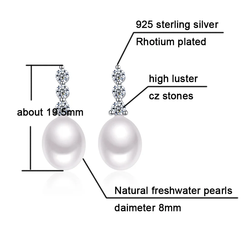 TZ2076EB size Natural pearl silver Stud earring