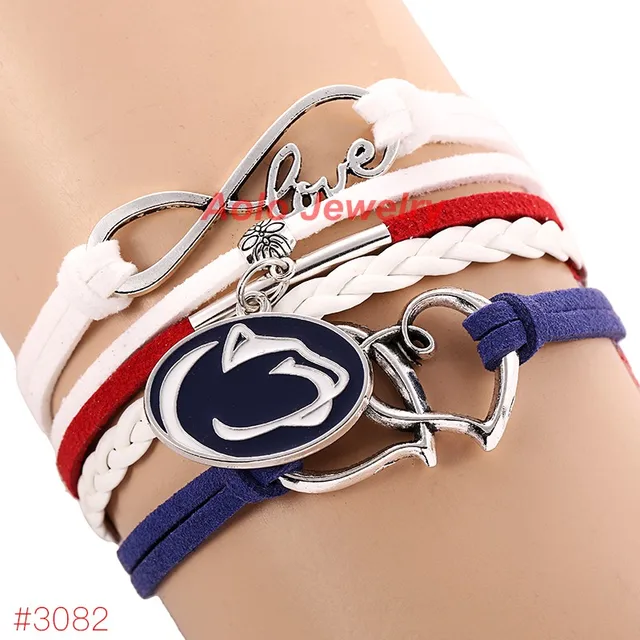 Ncaaf Infinity Love Penn State Nittany Lions Football Bracelet 2017 Ncaaf Infinity Love Penn State Nittany Lions Football Bracelet 2017 New Leather Fans Jewelry 6pcs