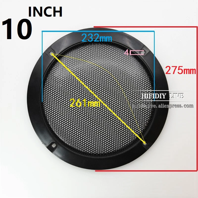 Hifidiy в прямом эфире 5 6. 8 10 дюймов Динамик чистой крышкой высокого качества автомобиля дома Сетчатое покрытие Динамик s Пластик, металлическая оправа, очки из железной проволоки решетки - Цвет: 10 INCH