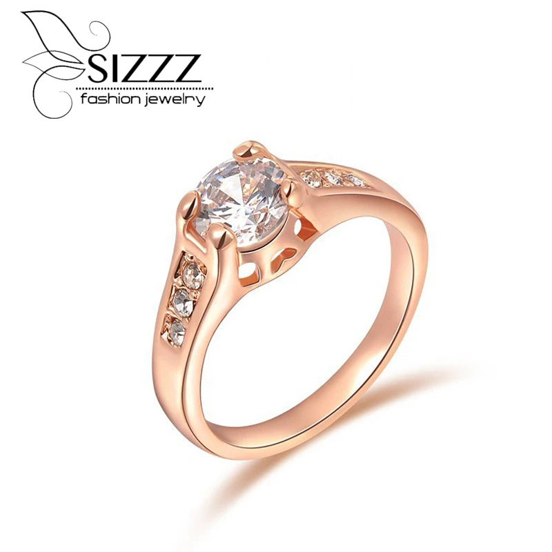 

SIZZZ Bestseller Jewelry Rose Gold Color Alloy Simple Cubic Zirconia Ring for women