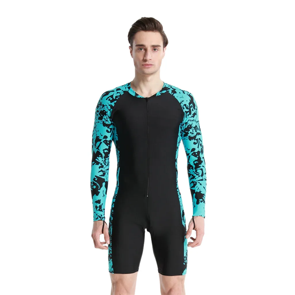 

Handsome Man One Piece Swimwear Dive Skin Surf Swimsuit Lycra Long Sleeve Bathing Suit Polyster Print Diving Sports Diving Suit
