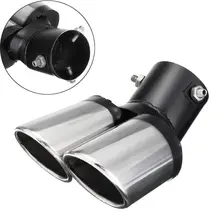 New Universal Auto Black Chrome Cauda Curva Dual-Saída do Tubo De Escape Silenciador Ponta