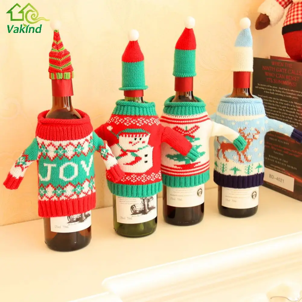 Festive Plush Cute snowmen Wine Bottle Cover Bag Banquet Christmas Dinner Party Xmas Table Decor new years supplies