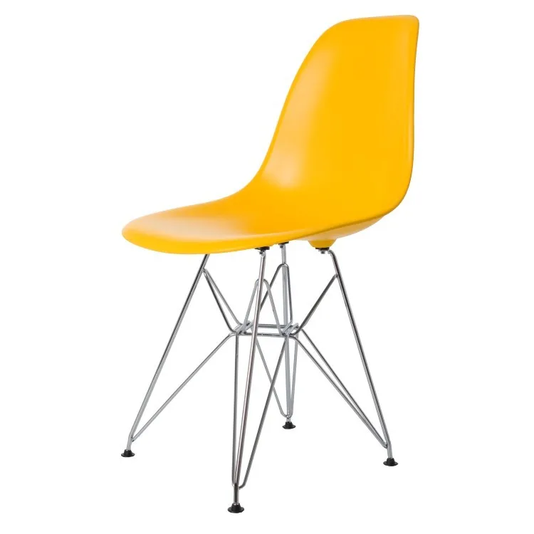 Современный дизайн классический модный pouplar пластиковый обеденный стул со спинкой со стальной металлическая ножка, мебель для столовой хороший стул для кафе 4 шт - Цвет: Yellow