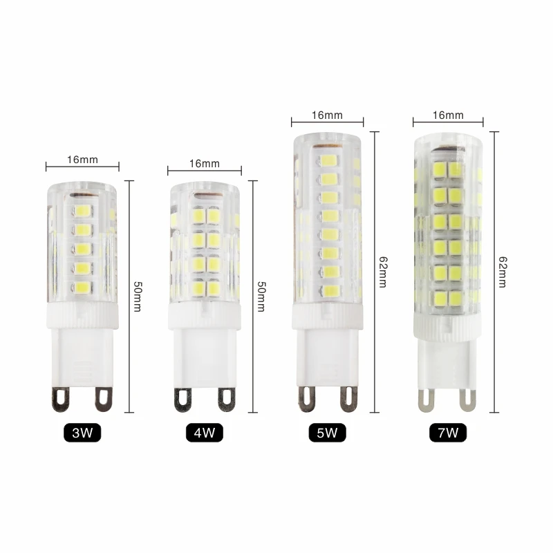 G9 светодиодный светильник AC220V 3 Вт 4 Вт 5 Вт 7 Вт Светодиодный светильник 2835SMD супер яркий светильник для люстры Замена галогенной лампы 30 Вт 40 Вт 50 Вт 70 Вт