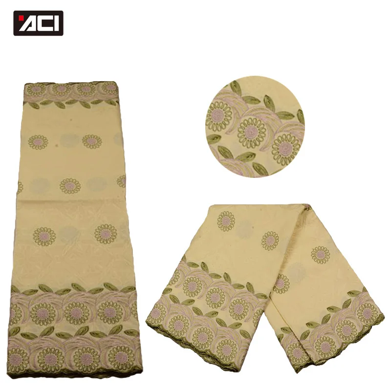

ACI Promotion African Lace Fabric Soft Embroidery Bazin Riche 5Yards Guinea Brocade Damask Jacquard Fabric Nigeria Shadda Lace