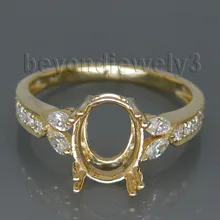 Винтажное овальное кольцо для помолвки 7x9 мм 14kt из желтого золота Semi mount SR174B