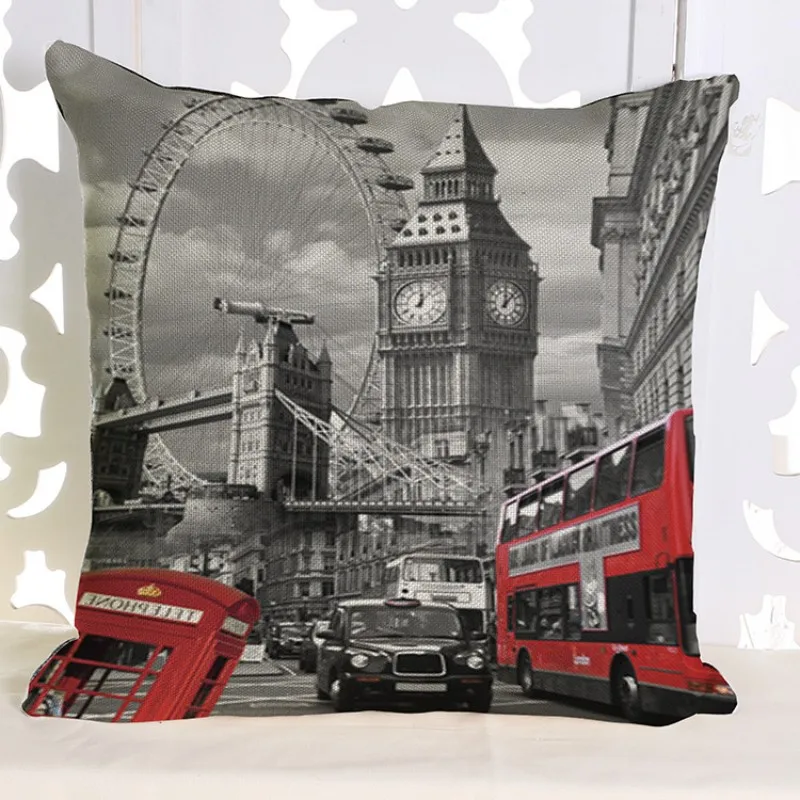 Винтажное декоративное хлопковое белье с изображением лондонского города