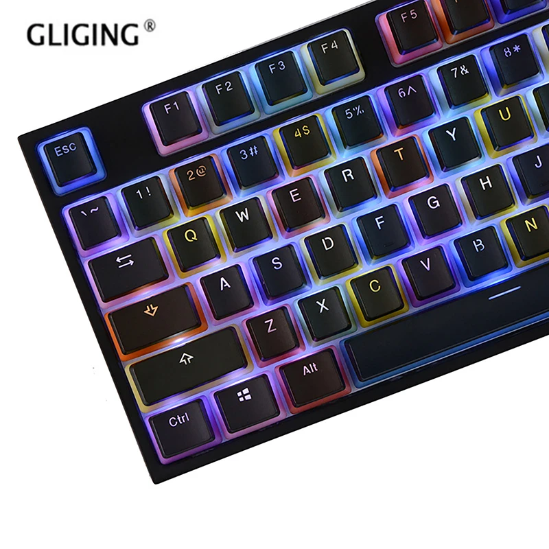 

108 Key PBT RainbowJelly Key Cap Word Transparent Backlight Top Printing ISO KeyCap Game mechanical keyboard keycap for CherryMX