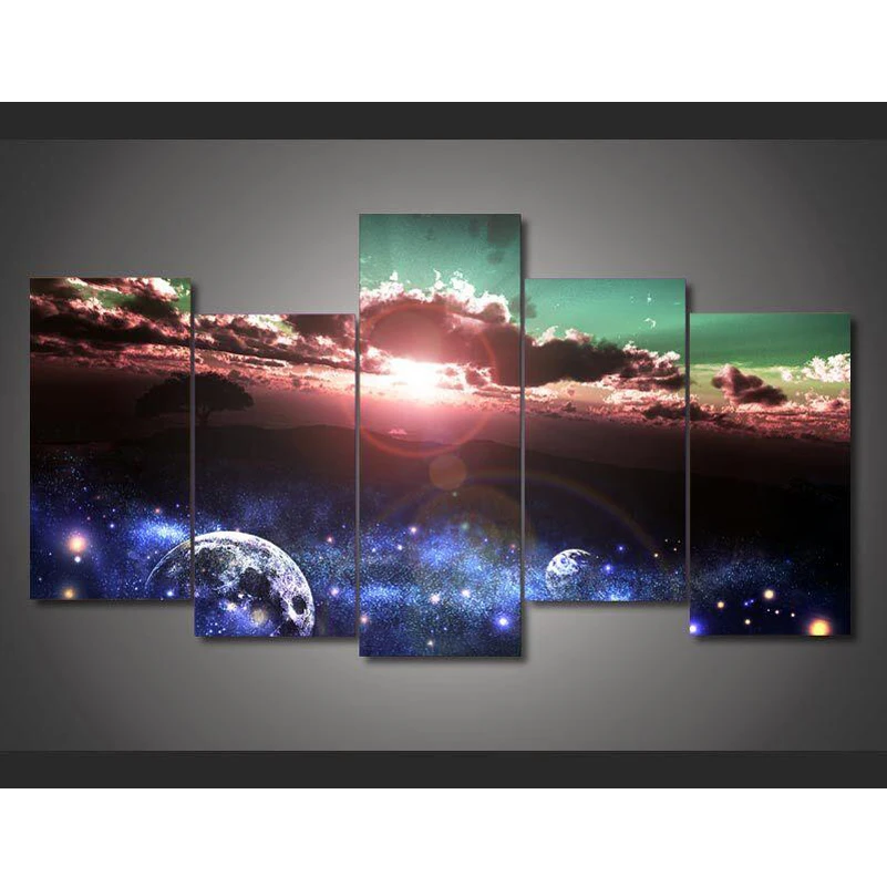 

5 Panel Interstellar Cosmic Space Landscape Magnificent Home Wall Decor Canvas Picture Art HD Print Painting On Canvas Artworks