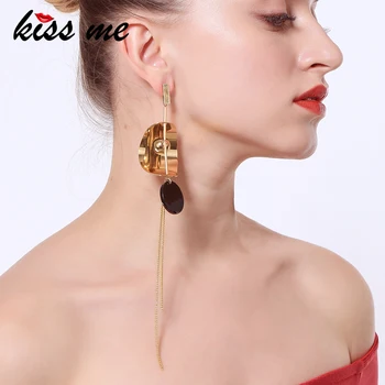 

kissme Single Long Earrings 2020 New Fashion Geometric Copper Acrylic Tassel Dangle Earrings Korean Jewelry Accessories