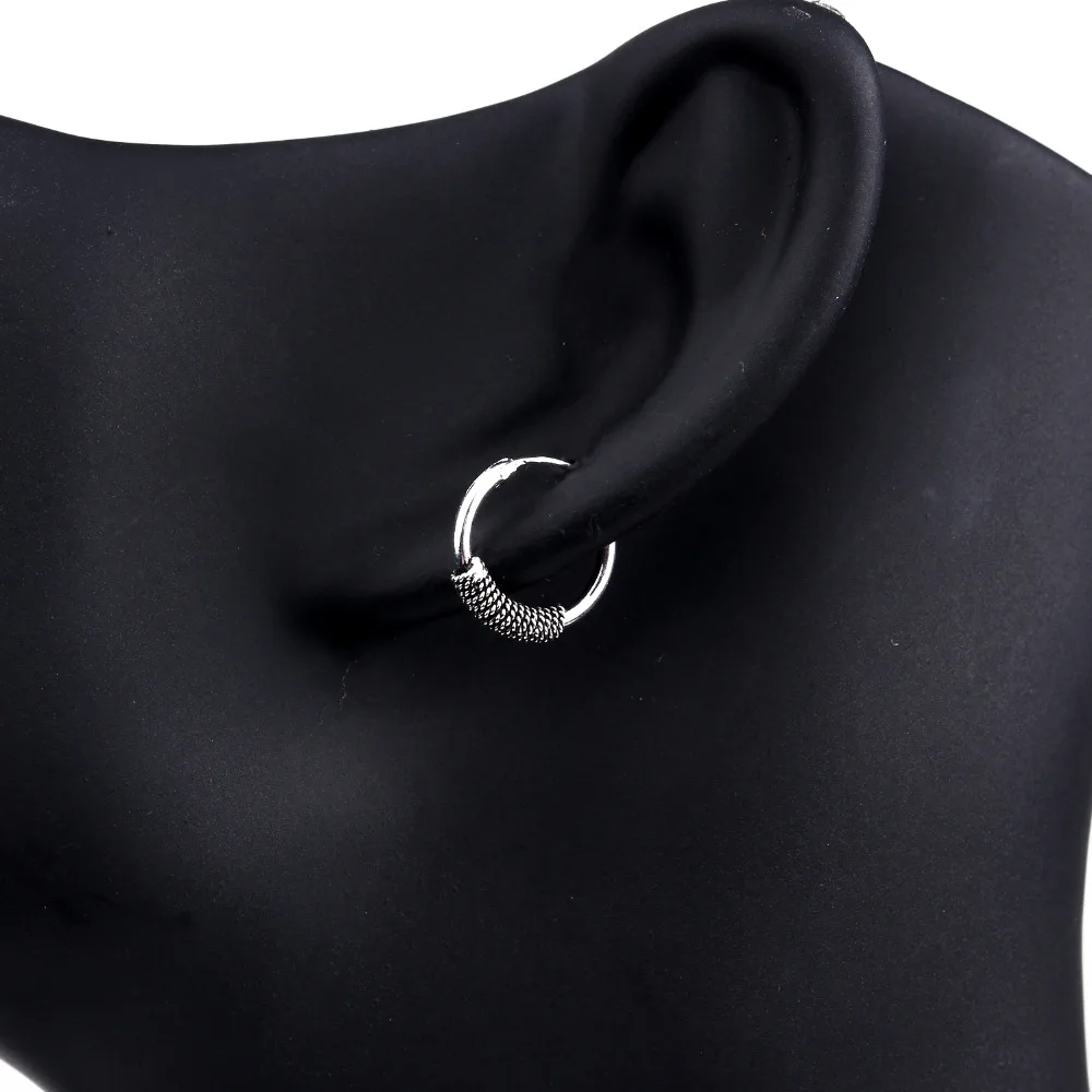 Европейская маленькая серьга-кольцо для женщин винтажное серебряное кольцо серьги круг бижутерия ручной работы Bijoux модное ювелирное изделие E35