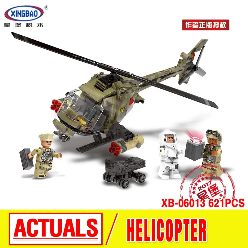 

XINGBAO 06013 Genuine 621Pcs Military Series The Fighting Helicopter Set Building Blocks Bricks Funny Christmas boy girl gift
