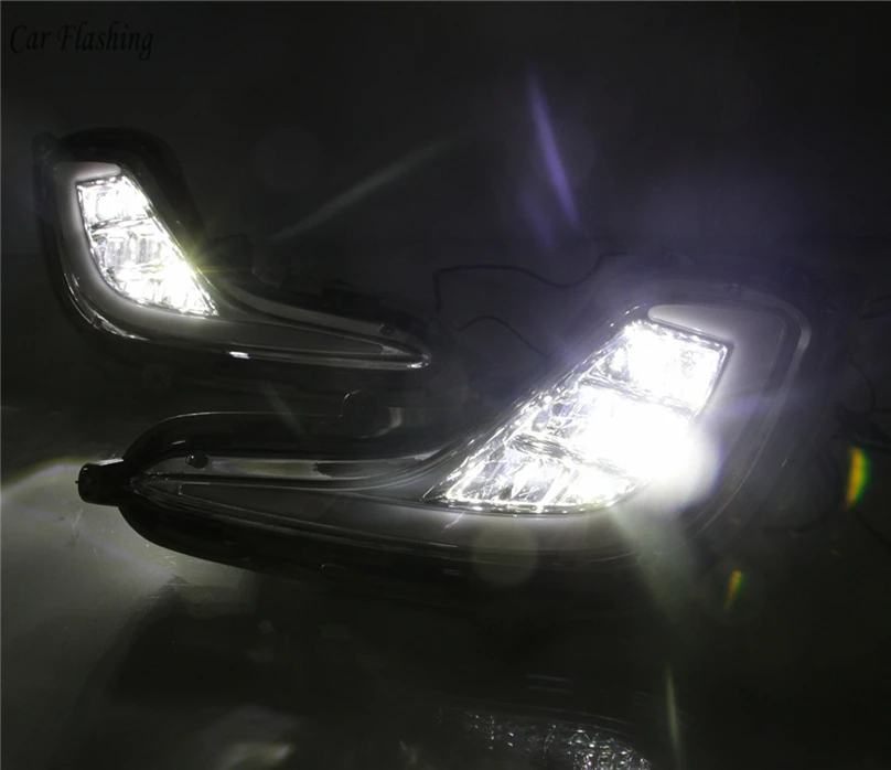 Автомобильный мигающий светодиодный светильник дневного света, Поворотный Светильник DRL сигнальная лампа для hyundai Accent Solaris 2010-2013 противотуманная фара, Дневной светильник