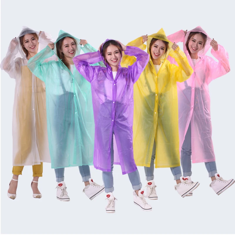 

Outdoor fashion men and women scrub raincoats into transparent travel hiking raincoats Reusable Raincoat