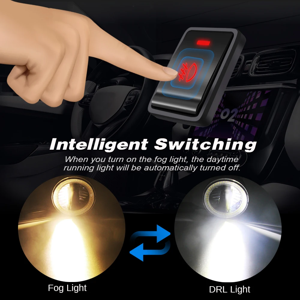  3-IN-1 Function Auto Fog Light Angel Eye Daytime Light Car LED Projector Fog Lamp DRL 90mm 12V For  - 33013582998