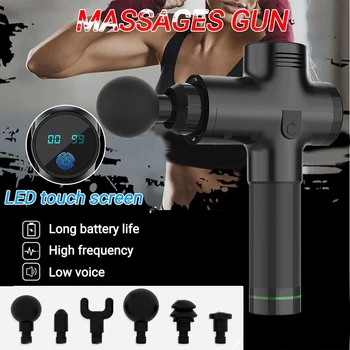 

LED Touch Screen Body Muscle Massage Gun Electric Vibrating Therapy Guns Deep Tissue Sport Massage Machine Relax Massager