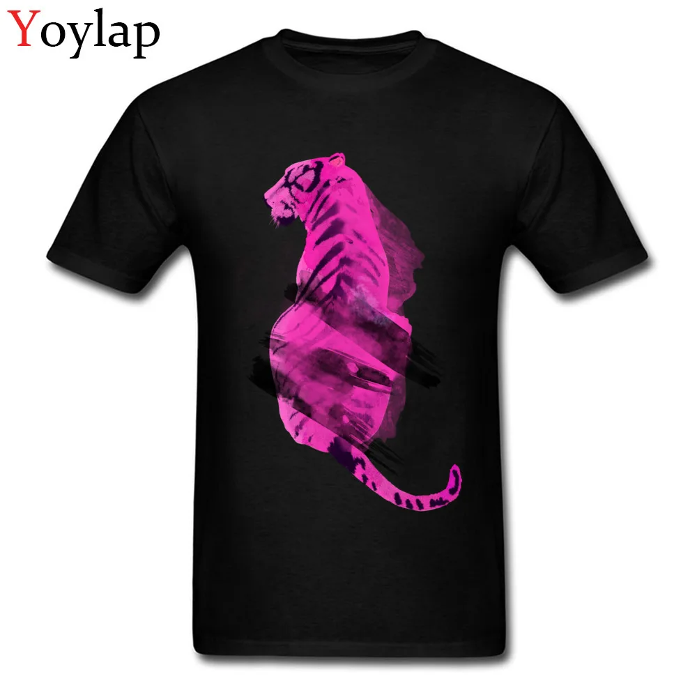 T-shirts Funny Short Sleeve Company Round Neck 100% Cotton Fabric Tops Tees Casual Summer Autumn abstract tiger Tee-Shirts for Students black