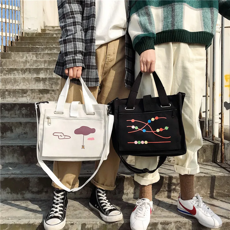 

Large Capacity Solid Canvas Shoulder Bags Environmental Shopping Bag Letter Women Cotton Canvas Fabric Eco Tote Bag Bolso Mujer