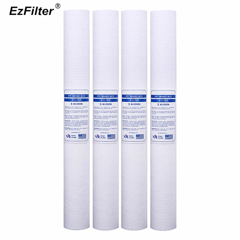 

4PCS PP Cotton Filter 20 Inch Sediment Water Filter Cartridge Spun Poly RO Whole House 5 Micron