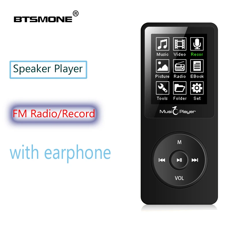 

MP3 player built-in 8G and Speaker HIFI lossless music Recorder and FM Radio expand memory up to 128G mini 1.8inch Sport walkman