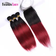 Модные женские предварительно цветные бразильские пучки волос с закрытием прямые человеческие волосы т1в/Бург 3 пучка с закрытием не-Реми