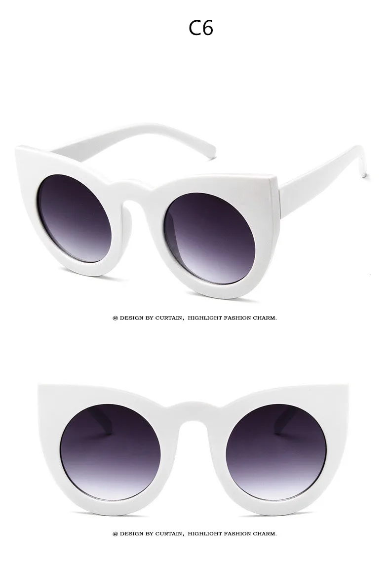 Новинка, роскошные Брендовые женские солнцезащитные очки "кошачий глаз", uv400, линзы, для вождения, большая круглая черная оправа, женские солнцезащитные очки, винтажные очки